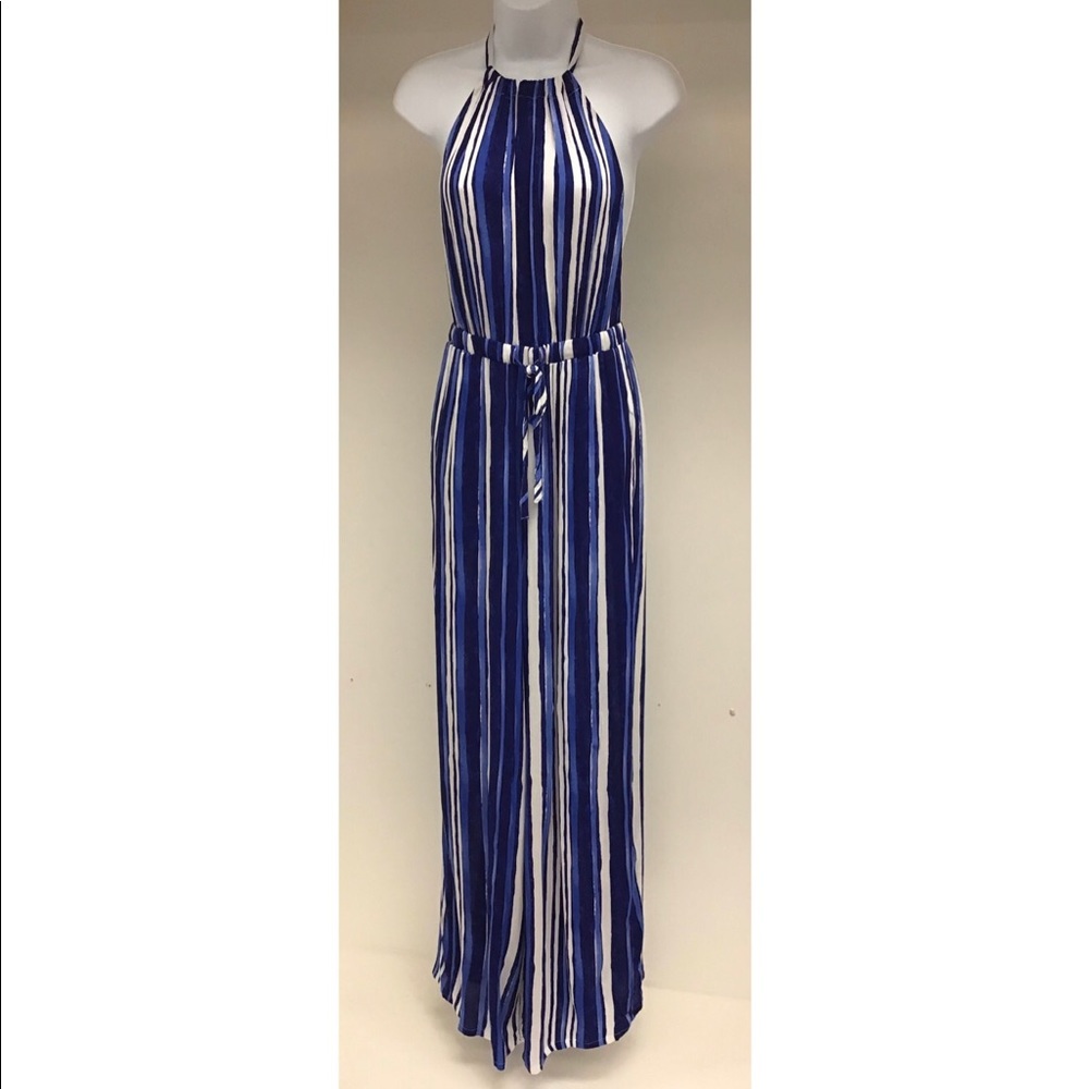 I Got the Blues Striped Jumpsuit